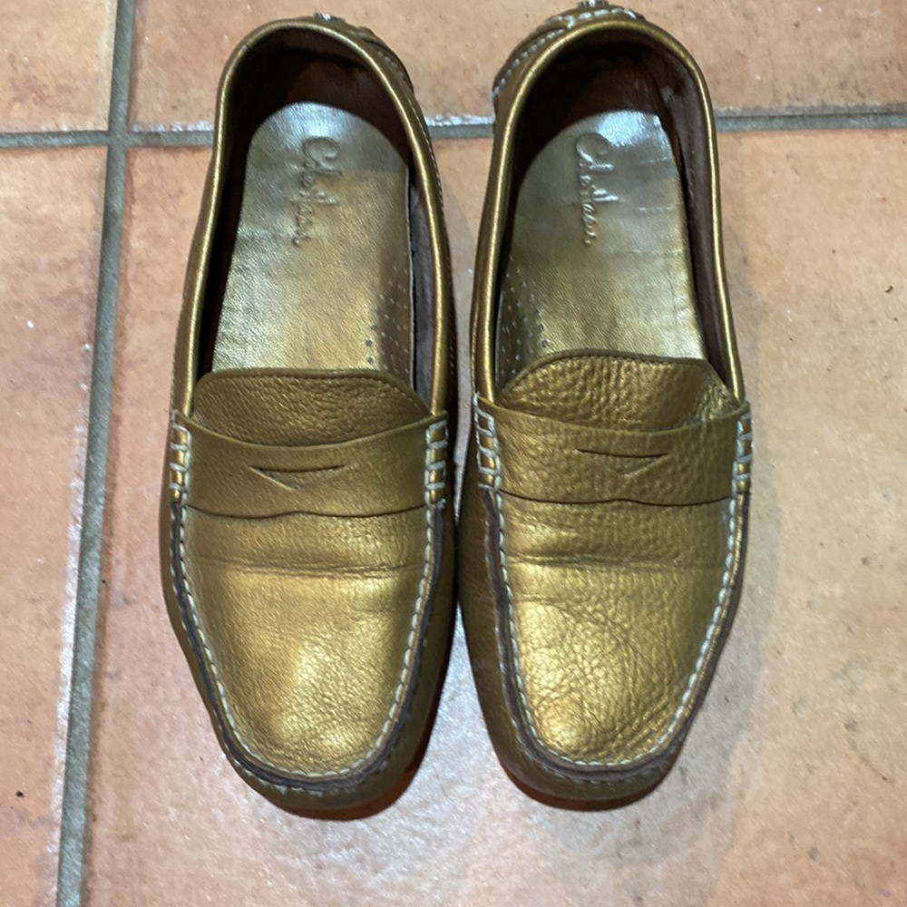 Cole Haan Gold Leather Penny Loafer driving moc